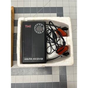 Vintage TIME AM/FM Walkabout Radio Black Promotional w/Headphones Not Working